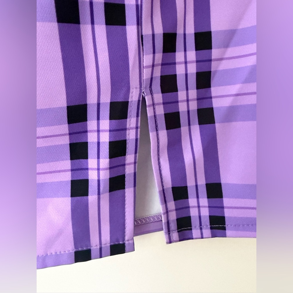 Purple Plaid Double-Breasted Blazer Jacket & matching mini skirt - Picture 9 of 13